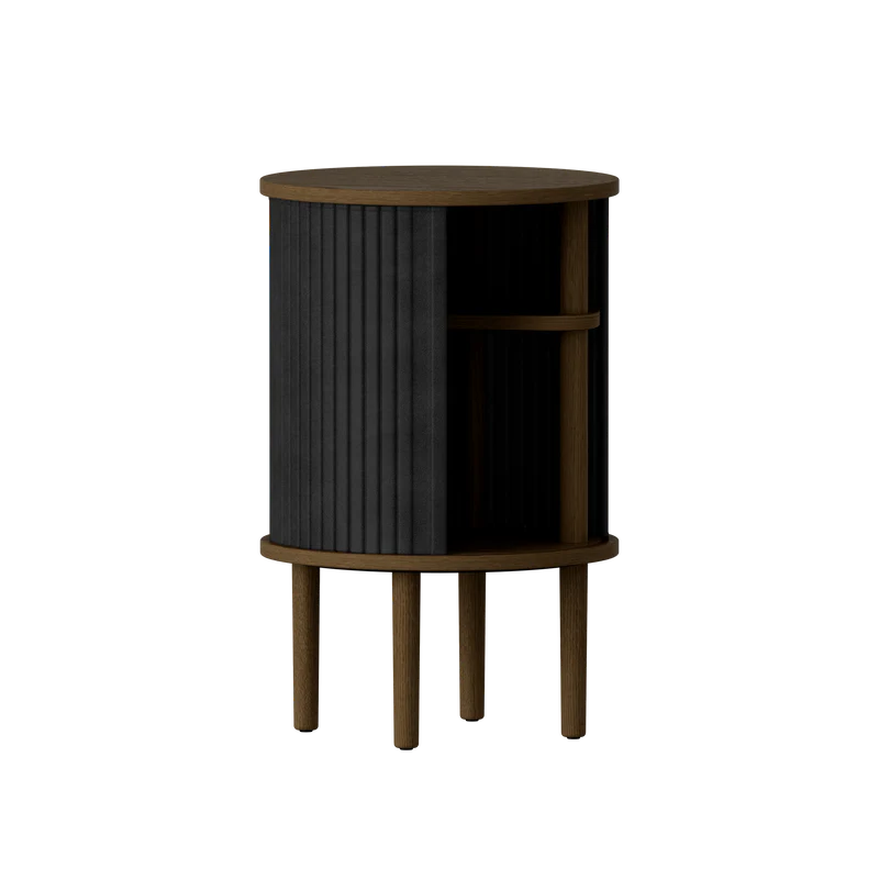 Audacious fa éjjeliszekrény sötétbarna kerettel textilbőr ajtóval