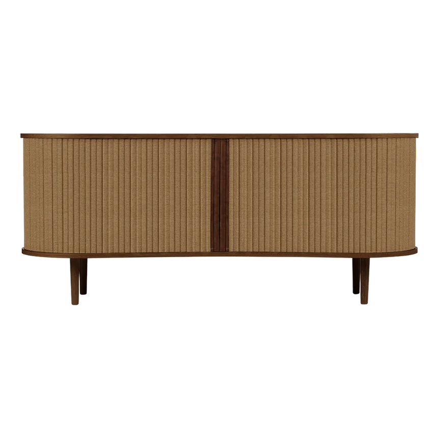 The Conversation Piece fabric armchair with natural frame