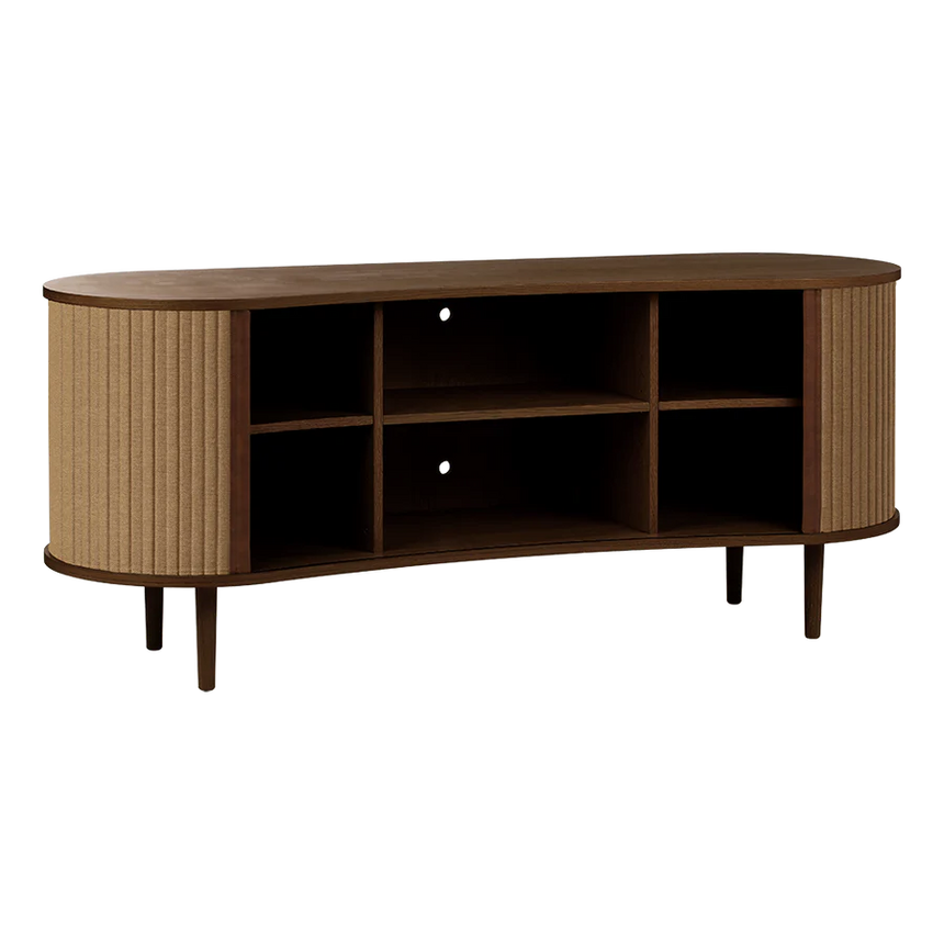 The Conversation Piece fabric armchair with natural frame