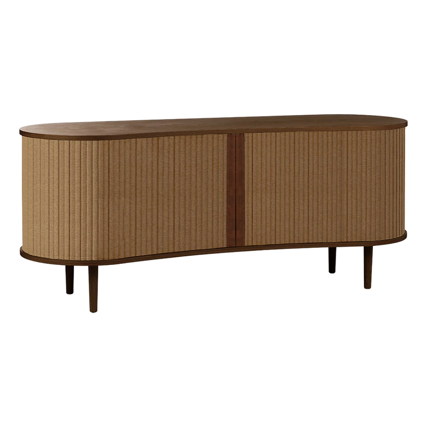 The Conversation Piece fabric armchair with natural frame