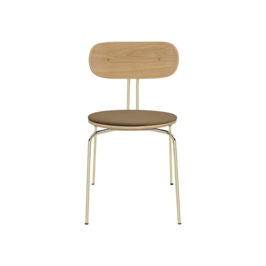 Curious fa szék szövet párnával réz lábbal