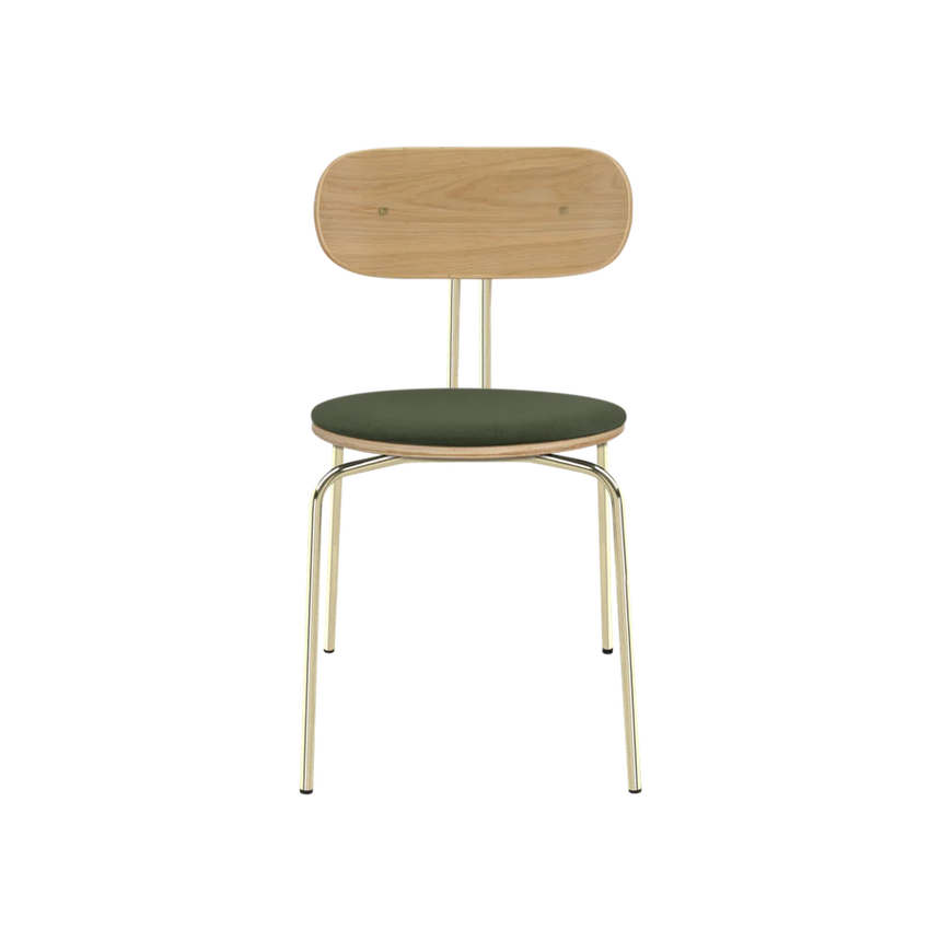 Curious fa szék szövet párnával réz lábbal