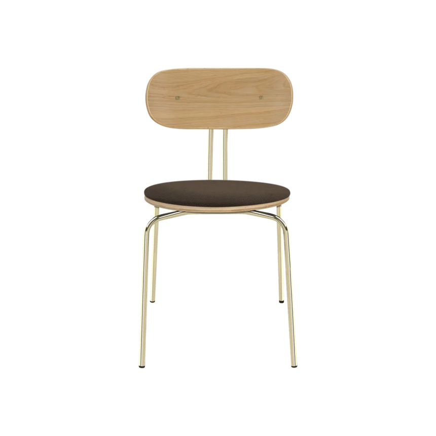 Curious fa szék szövet párnával réz lábbal