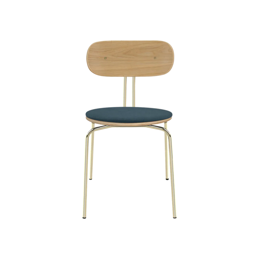 Curious fa szék szövet párnával réz lábbal