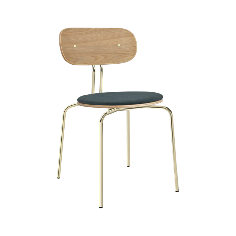 Curious fa szék szövet párnával réz lábbal