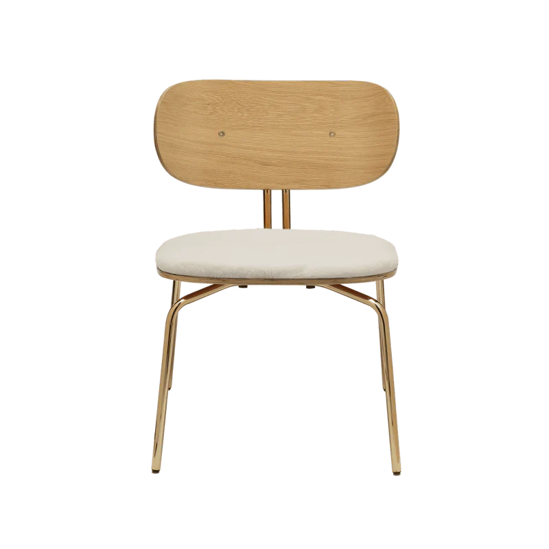 Curious fa fotel plüss párnával réz lábbal