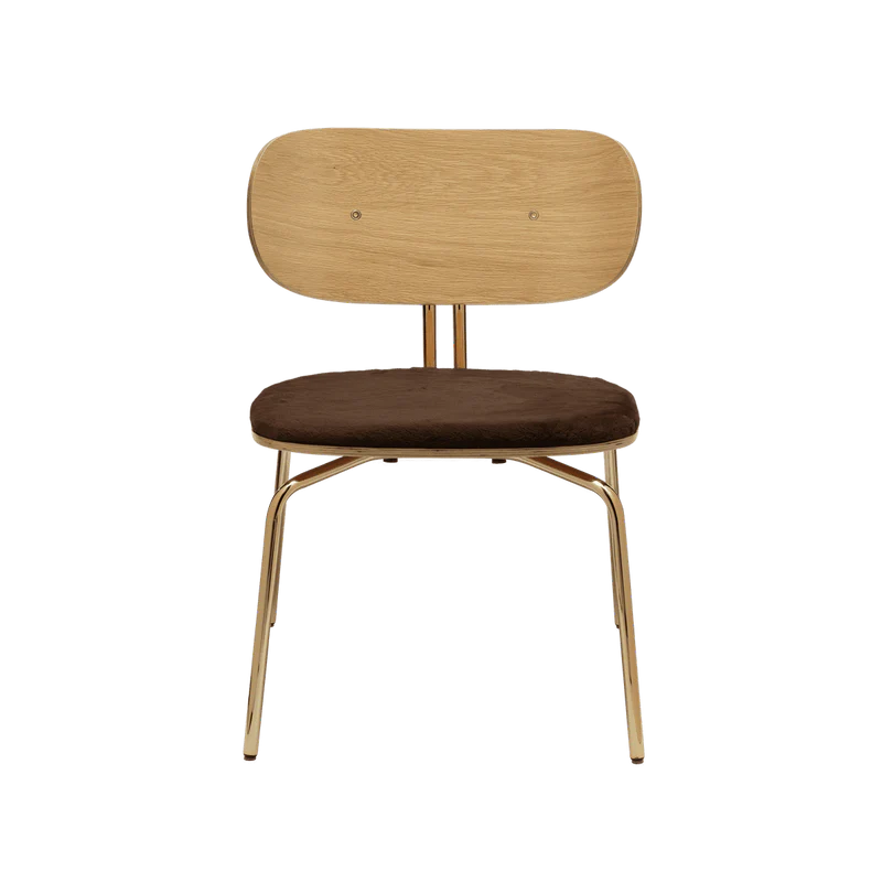 Curious fa fotel plüss párnával réz lábbal