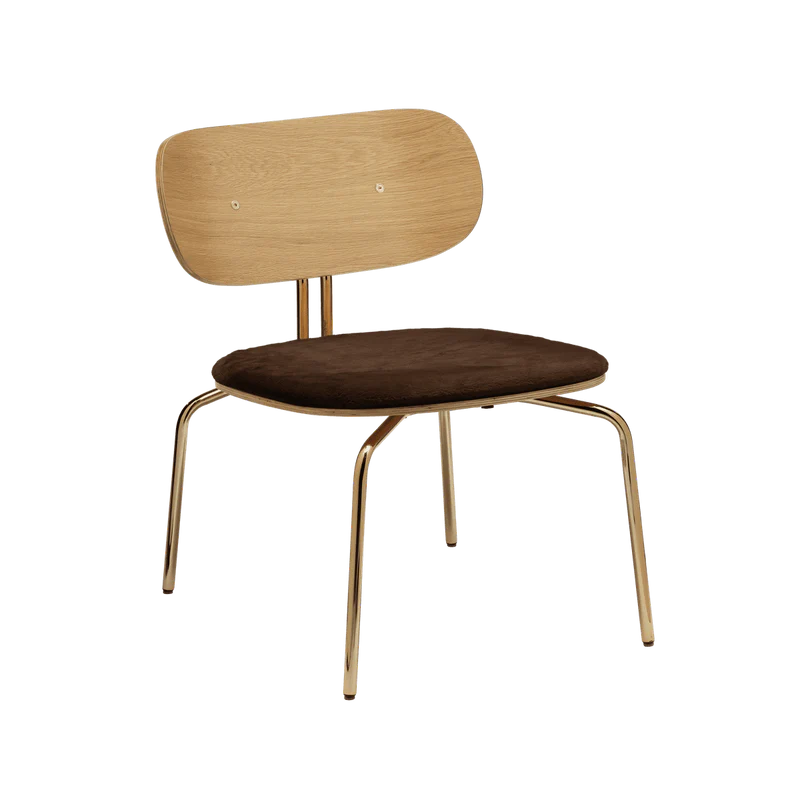 Curious fa fotel plüss párnával réz lábbal