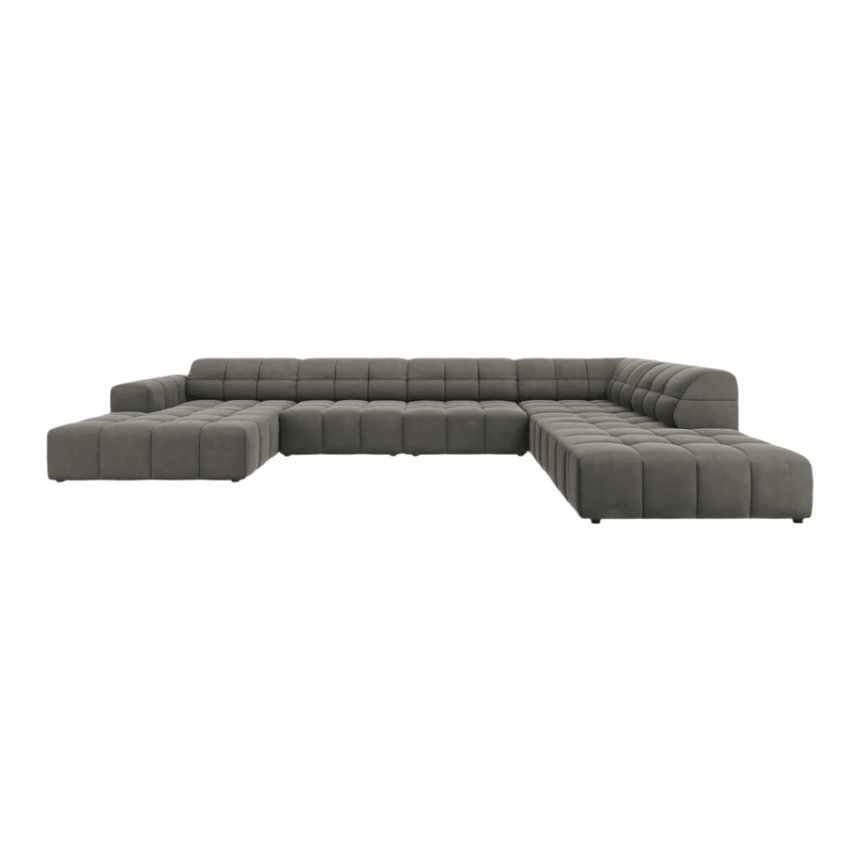 Jennifer U-shaped velvet sofa with right corner unit