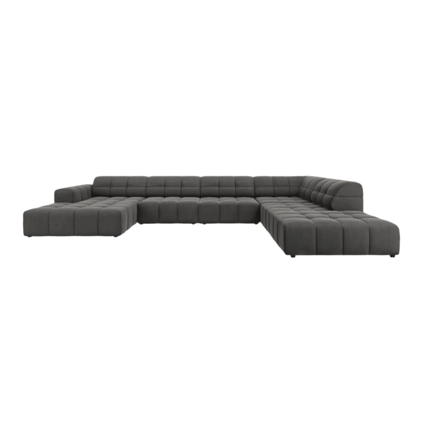 Jennifer U-shaped velvet sofa with right corner unit