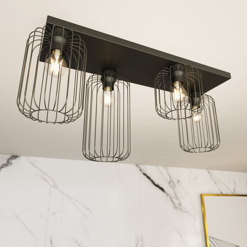 Barn 4 fém mennyezeti lámpa