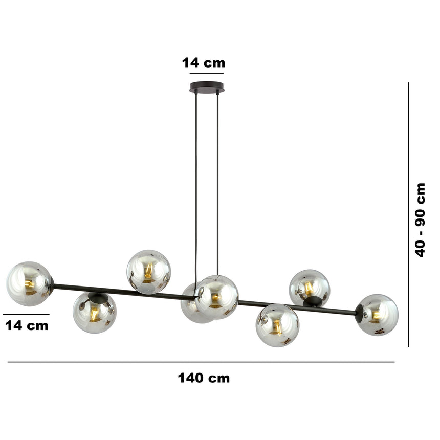 Rossi 8 BL fém függőlámpa