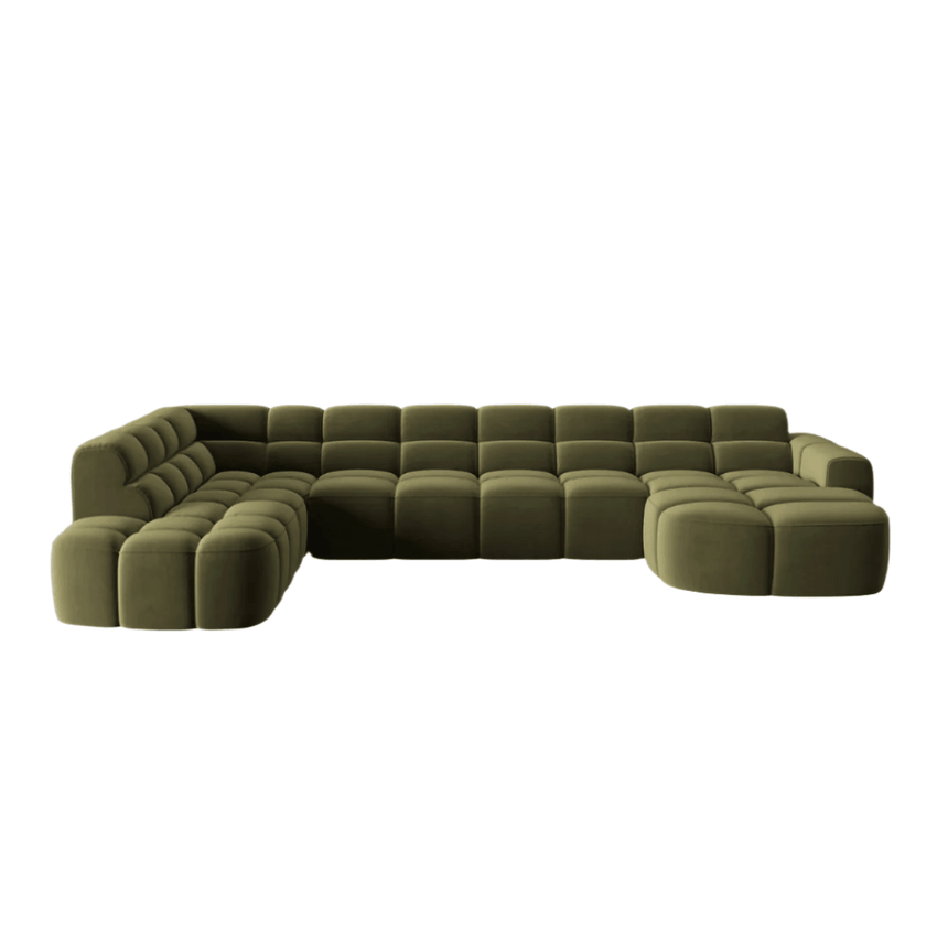 Lisa U-shaped velvet sofa with left corner unit