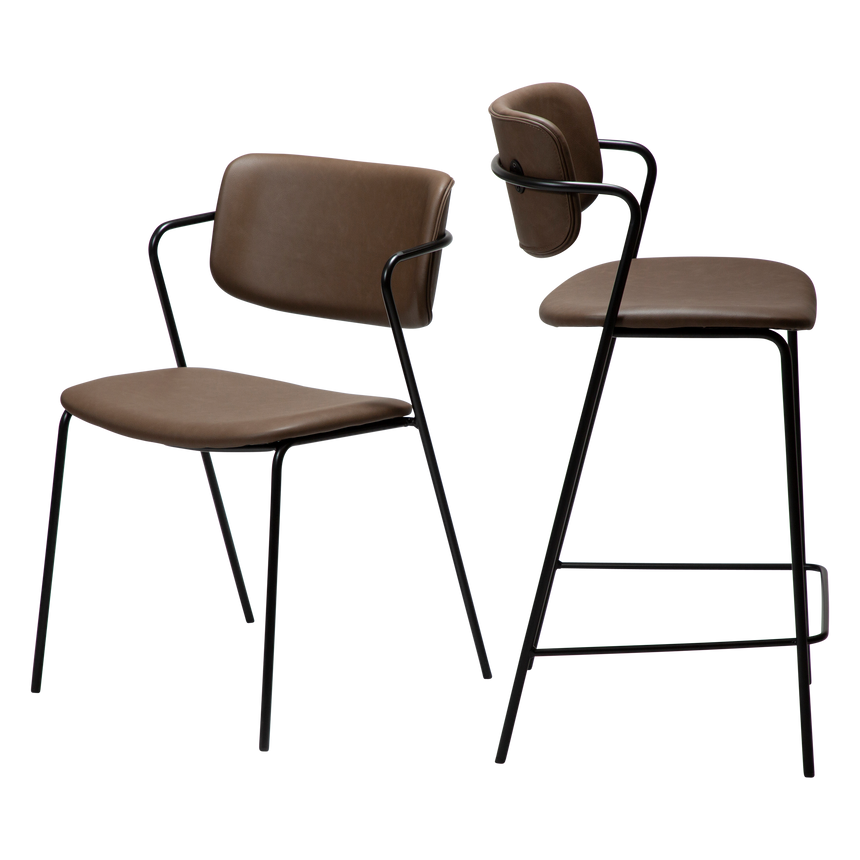 Zed textile leather low bar stool