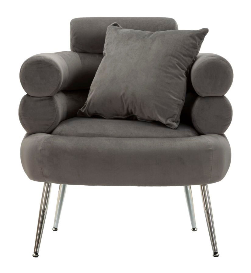 Silvery velvet armchair