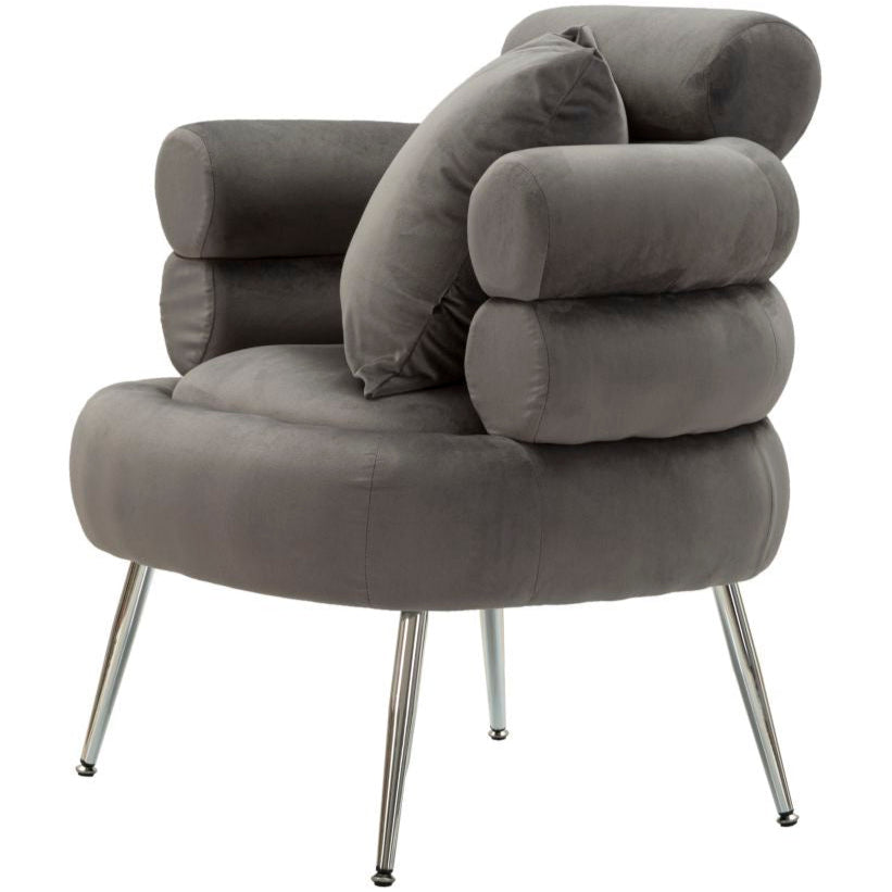 Silvery velvet armchair