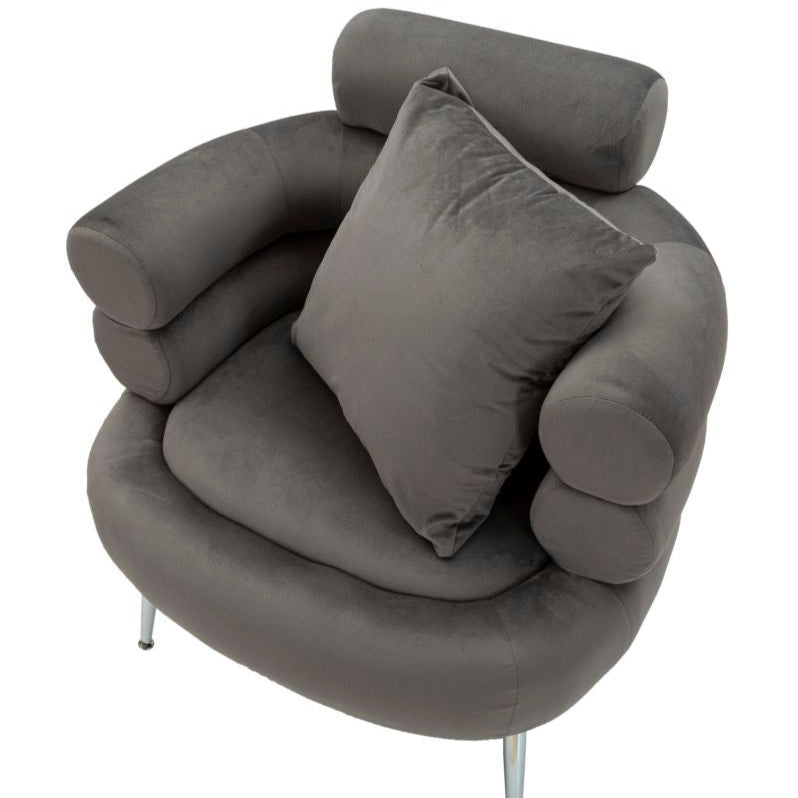 Silvery velvet armchair