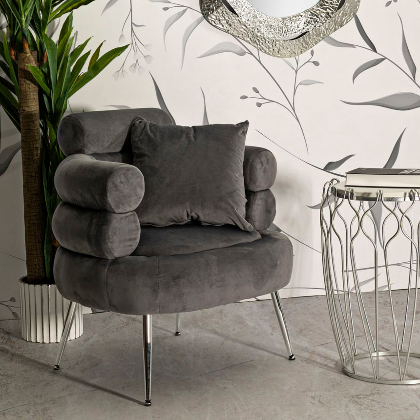 Silvery velvet armchair