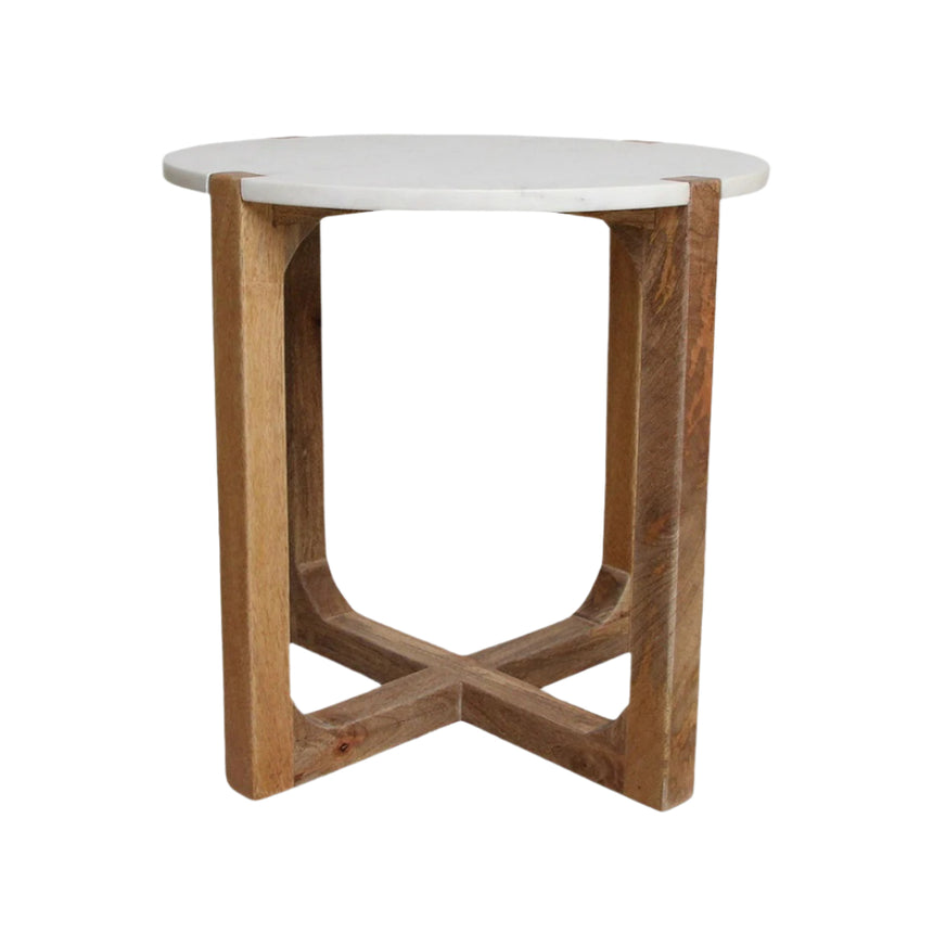 Marble wooden side table