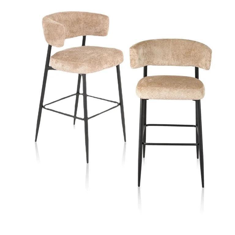 Rochelle fabric low bar stool set
