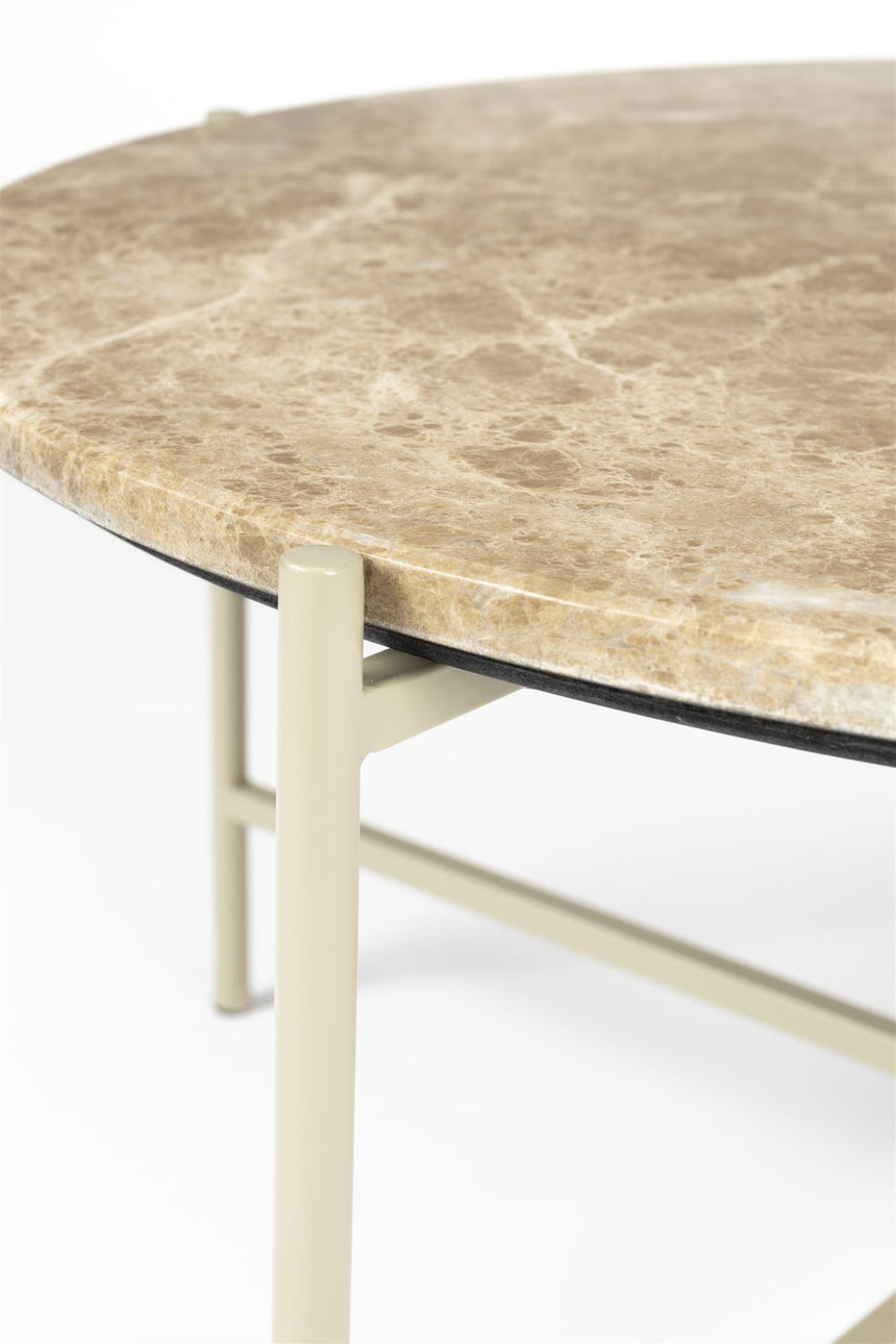 Tooz dohányzóasztal – Bézs márvány és fém kombinációja