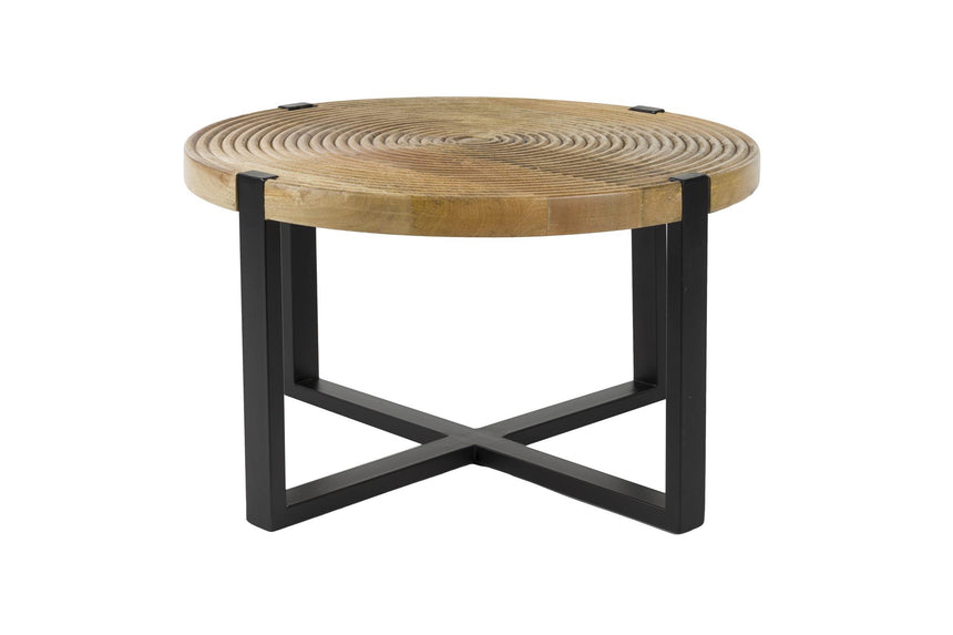 Buz dohányzóasztal – Antik barna mangófa, fekete vázzal