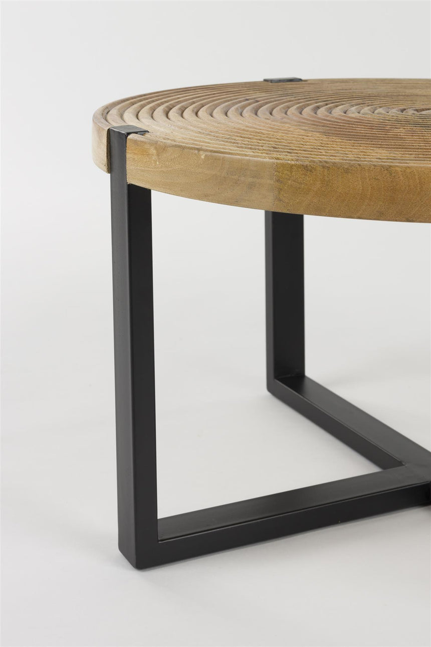 Buz dohányzóasztal – Antik barna mangófa, fekete vázzal