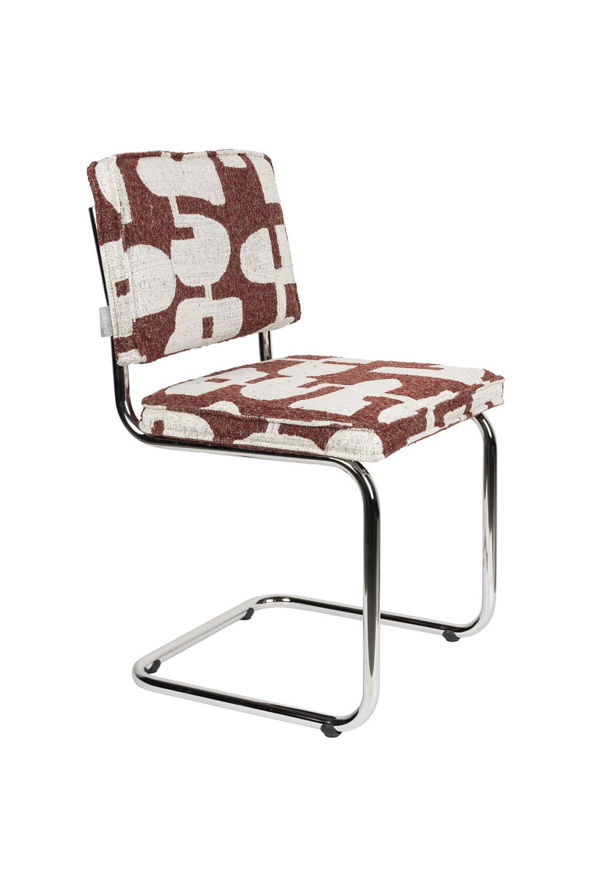 Ridge Deco Symbols étkezőszék – Ikonikus krómvázzal és organikus mintázatú kárpittal