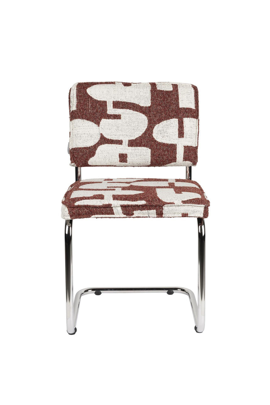 Ridge Deco Symbols étkezőszék – Ikonikus krómvázzal és organikus mintázatú kárpittal