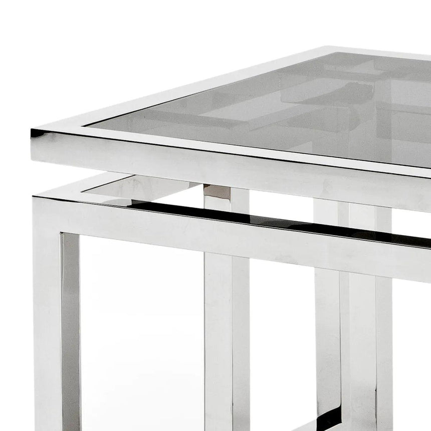 Palmer glass side table with silver frame