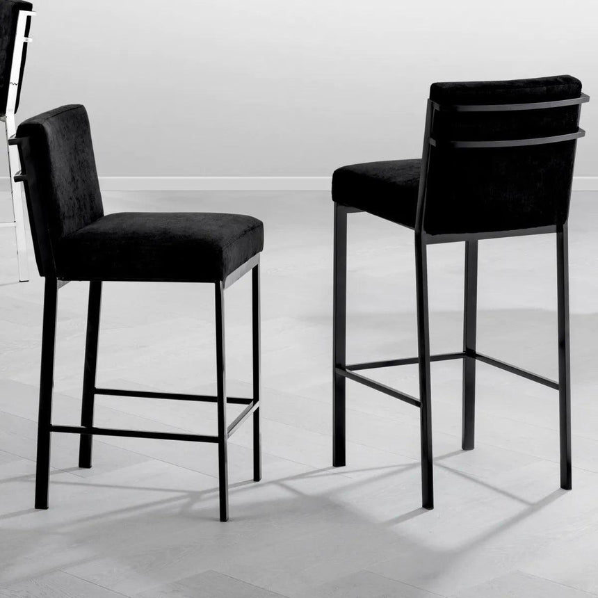 Scott velvet low bar stool with bronze legs