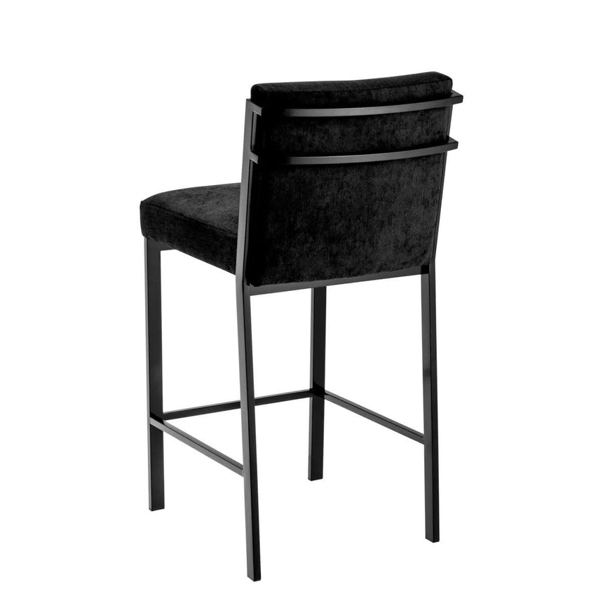 Scott velvet low bar stool with bronze legs