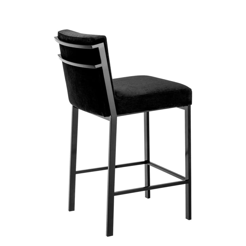 Scott velvet low bar stool with bronze legs