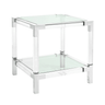 Royalton glass side table with silver corners