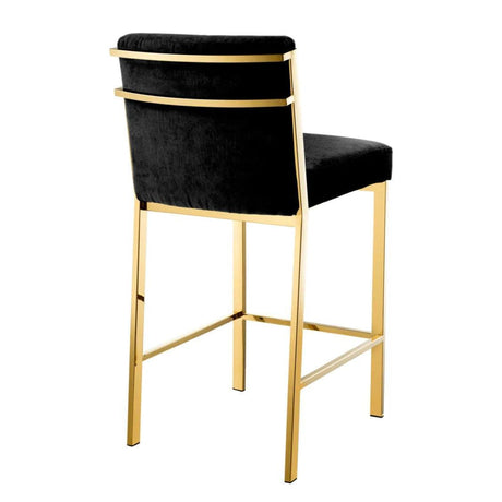 Scott velvet low bar stool with gold legs