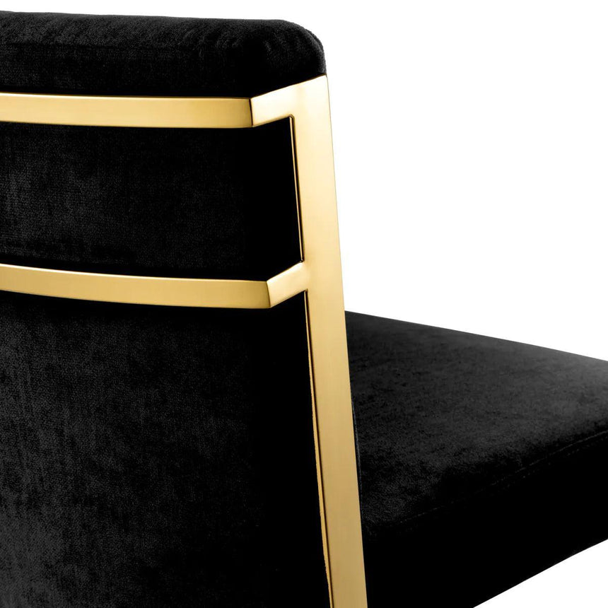 Scott velvet low bar stool with gold legs