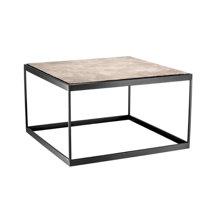 La Quinta marble side table with bronze frame