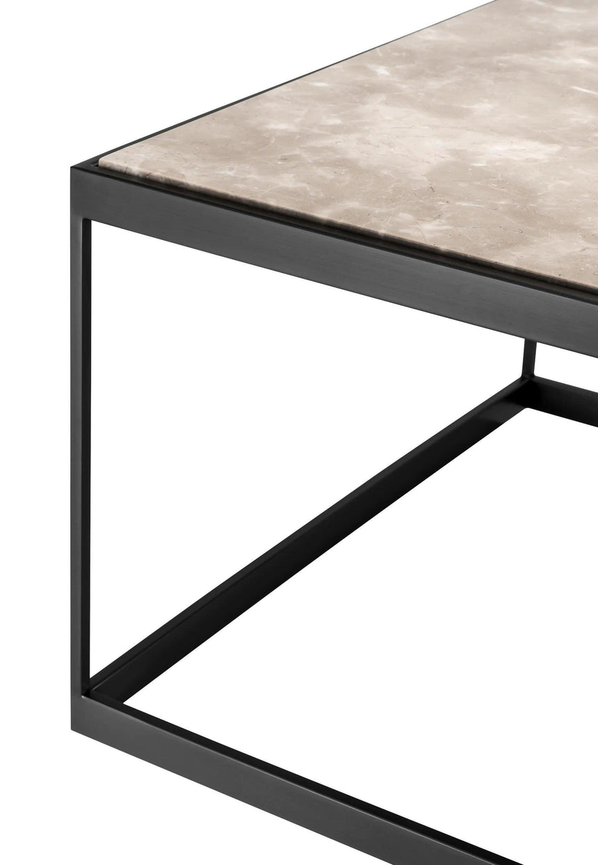 La Quinta marble side table with bronze frame