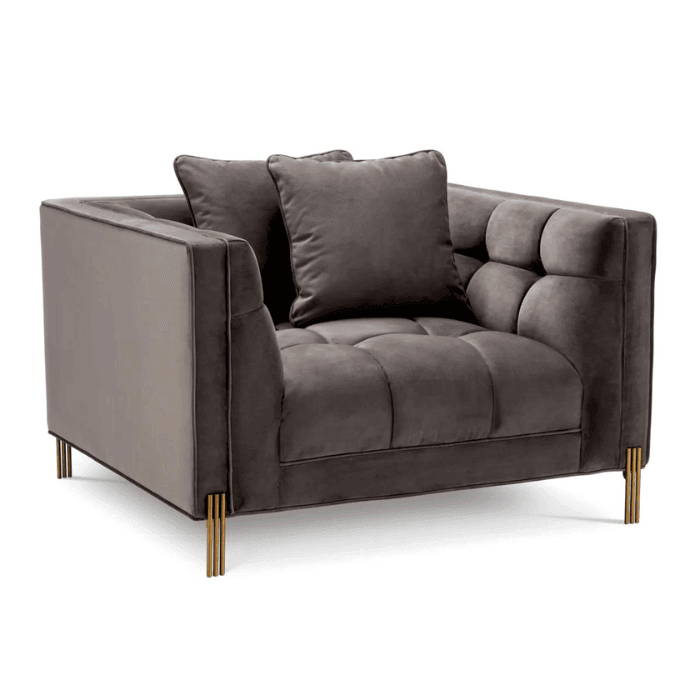 Sienna bársony fotel sárgaréz lábbal