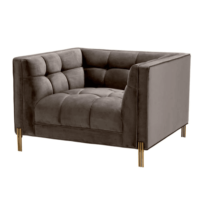 Sienna bársony fotel sárgaréz lábbal