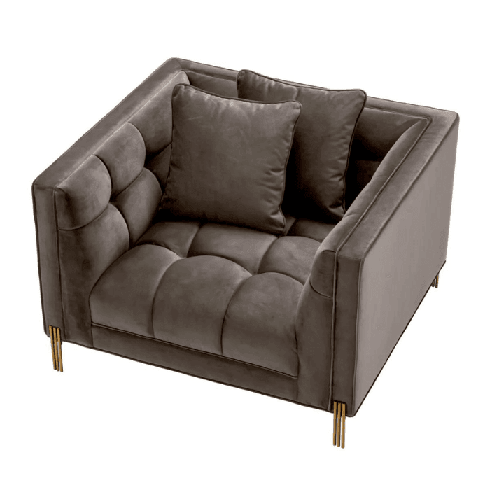 Sienna bársony fotel sárgaréz lábbal