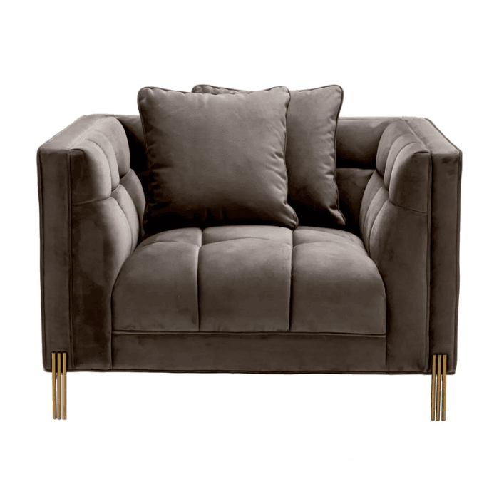 Sienna bársony fotel sárgaréz lábbal