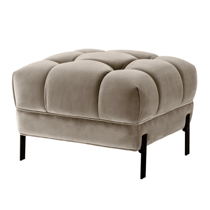 Sienna velvet footstool with black legs