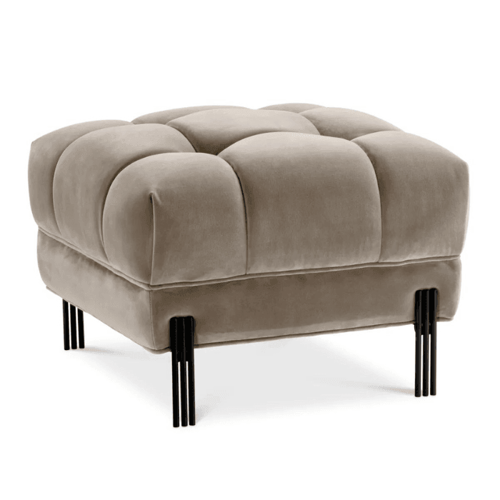 Sienna velvet footstool with black legs