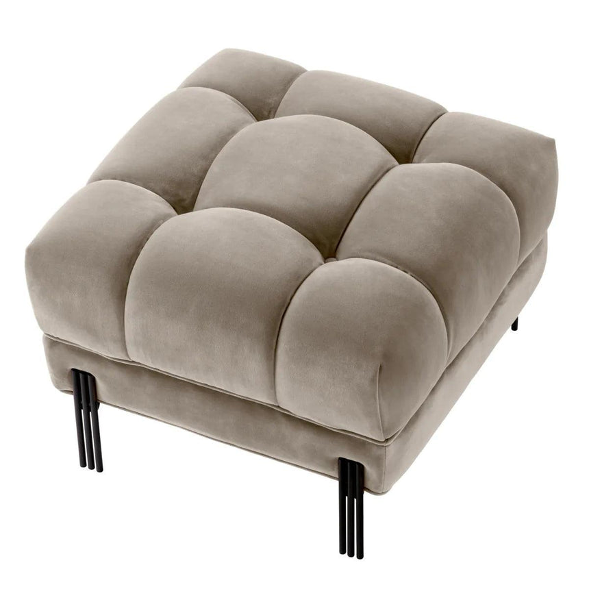 Sienna velvet footstool with black legs