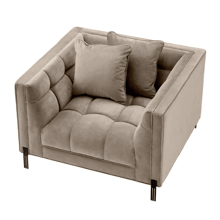 Sienna bársony fotel fekete lábbal