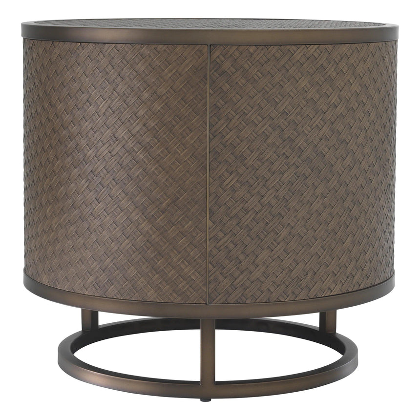 Napa Valley wooden side table with bronze legs