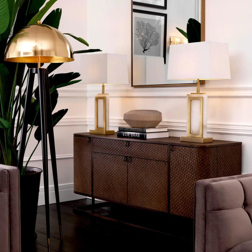 Napa Valley wood cabinet with bronze legs