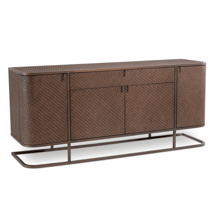 Napa Valley wood cabinet with bronze legs