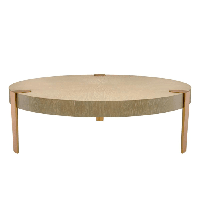 Oxnard wooden coffee table with brass legs